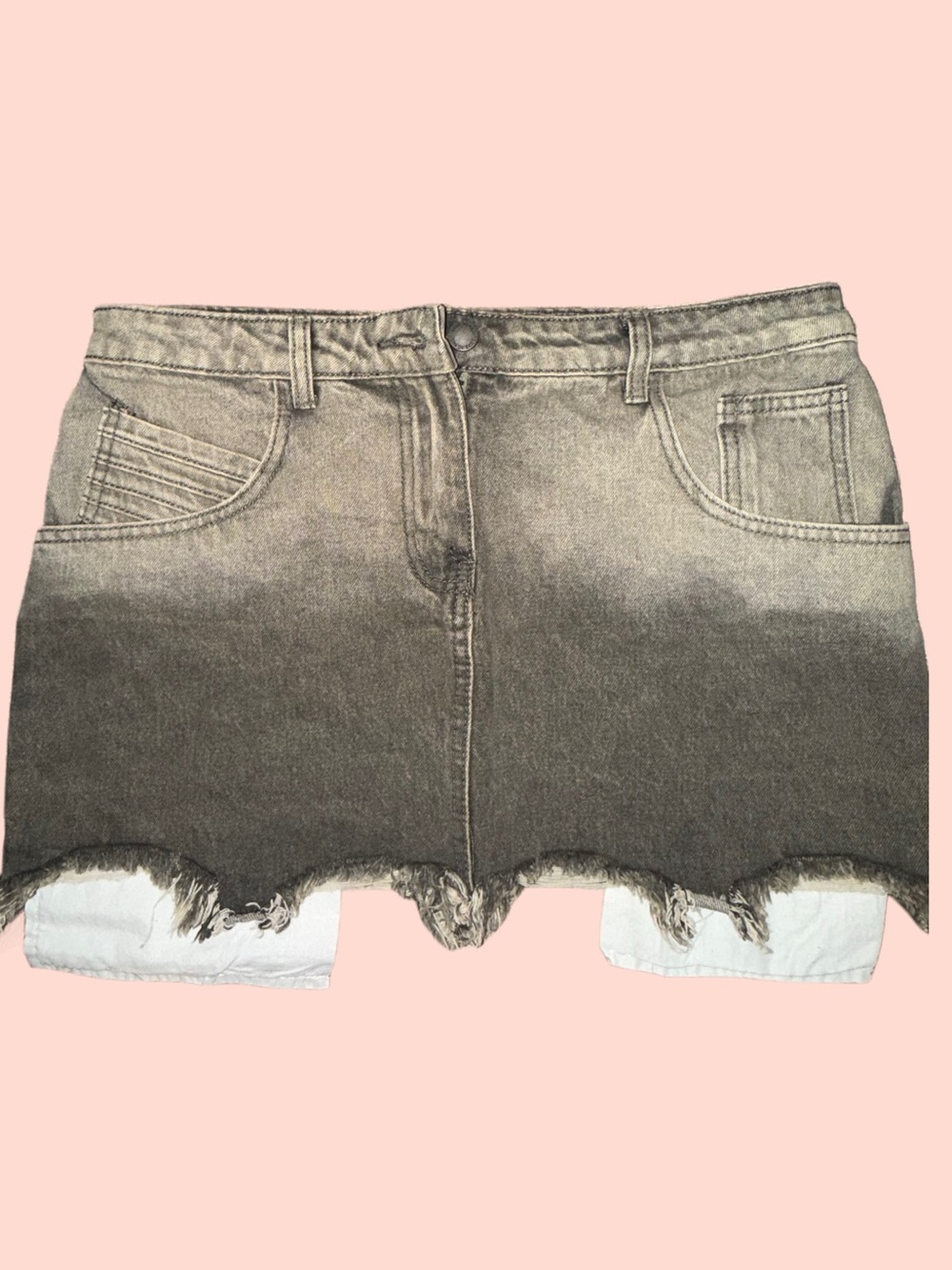 Luxe to Kill Ombré Black Wash Denim Mini Skirt | Y2K Grunge Raw Hem